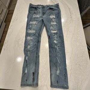 FWRD Denim Jeans Distressed Art, Grafitti, Men 38 x 30 (tag 38x32).